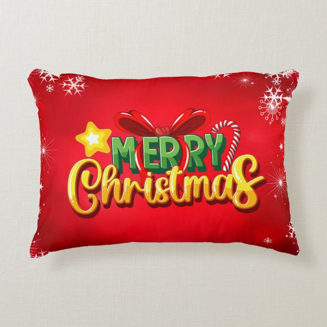 Roligten God jul Lycklig Julafton Red Grönt Helgda Prydnadskudde (Framsidan)