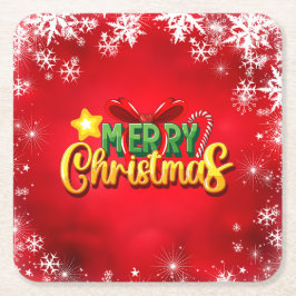 Roligten God jul Lycklig Julafton Red Grönt Helgda Underlägg Papper Kvadrat