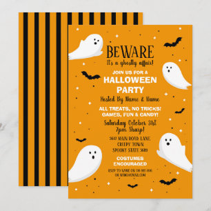 Roligten Halloween fest Inbjudan Spöken Orange Fla