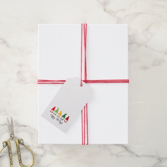 Roligten  i julgransknomer Glad helg Presentetikett (Med Snöre)