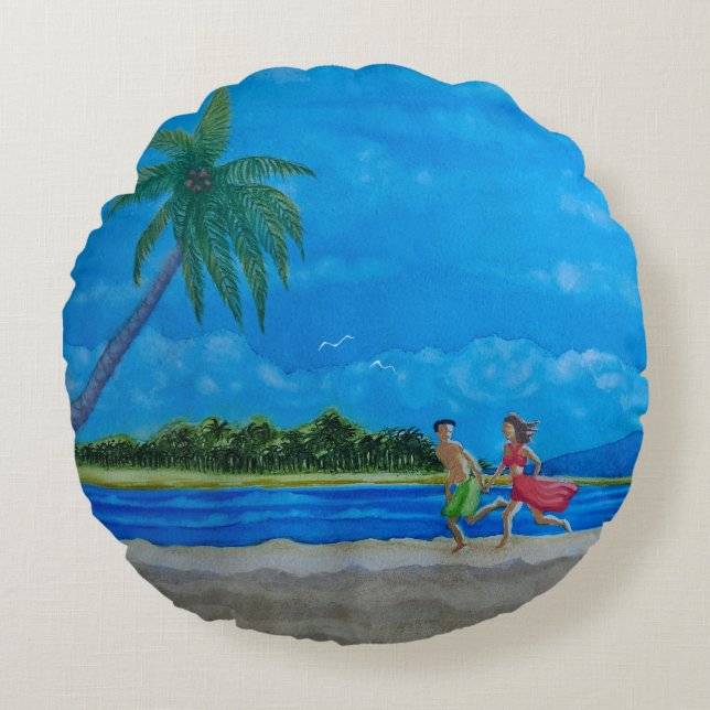 ROLIGTEN i SOL SPRINGA Rund Kudde (Framsidan)