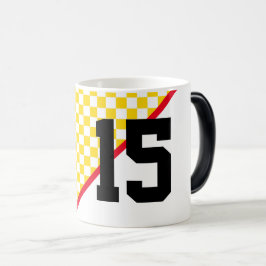 Roligten Idrottslag Red Guld Black Player Number A Magisk Mugg