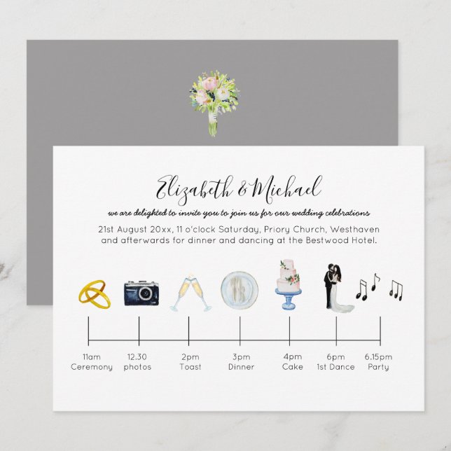 Roligten Ikoner för inbjudan till tidslinje i Bröl (Fram/baksida)