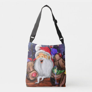Roligten Jul Crossbody Bag Santa and Reindeers Axelväska