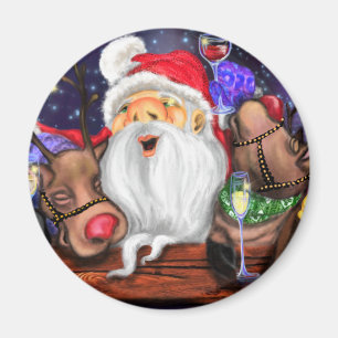 Roligten Julmagnet Gift Santa and Reindeers Magnet