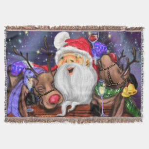 Roligten Julturen Blanket Santa and Reindeers Filt