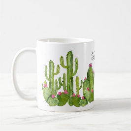 Roligten Kaktus Flowers Grönt Rosa Text Desert Kee Kaffemugg