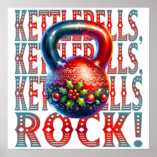 Roligten Kettlebells Sten jul Fitness Holidaday Poster (Framsidan)