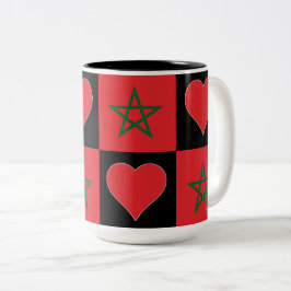 Roligten Marocko Flagga Heart Mönster Patriotic Mo Två-Tonad Mugg