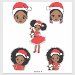Roligten Melanin jul Black Girl Julafton Magic Gir Klistermärken