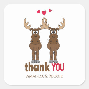 Roligten Moose, Bröllop Cute Humor Tack Fyrkantigt Klistermärke