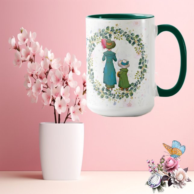 Roligten Mors dag om utandningskatastrofen i Mamma Mugg (Best Mom Ever Green Wreath Vintage Mothers Day Fun Mug)
