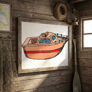Roligten Nautical Boat Design för höghastighetsfar Poster
