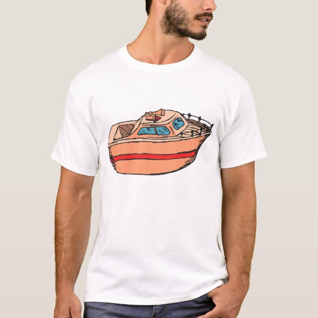 Roligten Nautical Boat Design för höghastighetsfar T Shirt (Framsida)
