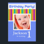 roligten Neon Boy bjuder in till första födelsedag Inbjudningar<br><div class="desc">1:a födelsedag Boys Funky Mode Zebra tryck ©2010 Lush Bläck</div>