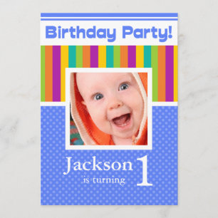 roligten Neon Boy bjuder in till första födelsedag Inbjudningar