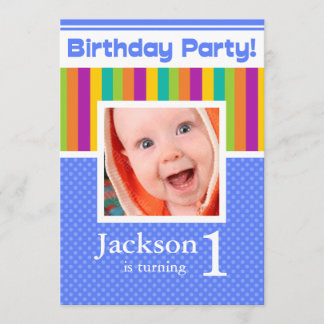 roligten Neon Boy bjuder in till första födelsedag Inbjudningar