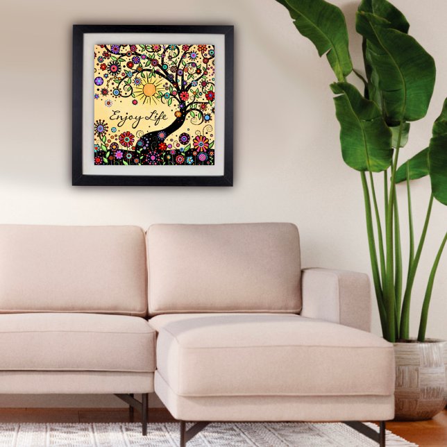 roligten "Njut av livet" - inspirationsklassrum Poster (Whimsical Fun Colorful Tree Enjoy Life Poster by Inspirivity)
