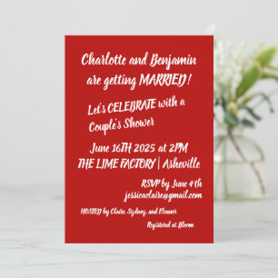 Roligten par Shower Bold Red Playof Typography Inbjudningar