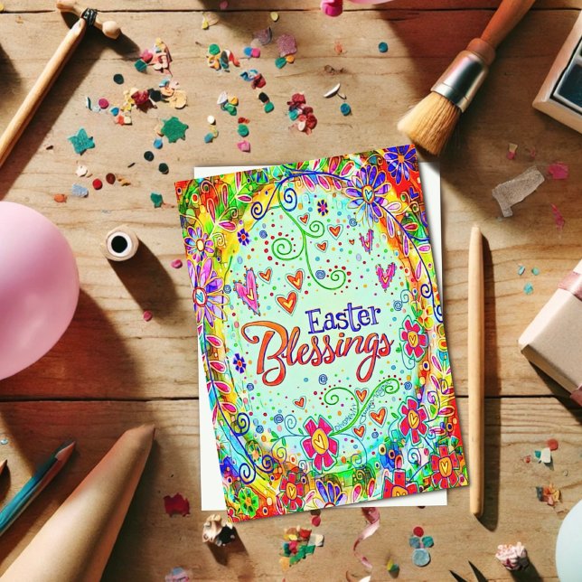 Roligten Påsk Blessings Whimsical Blommigt Inspiri Kort (Skapare uppladdad)