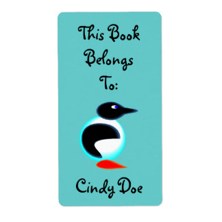 Roligten Penguin Bird Neon Cute på bokplattan Bok Fraktsedel
