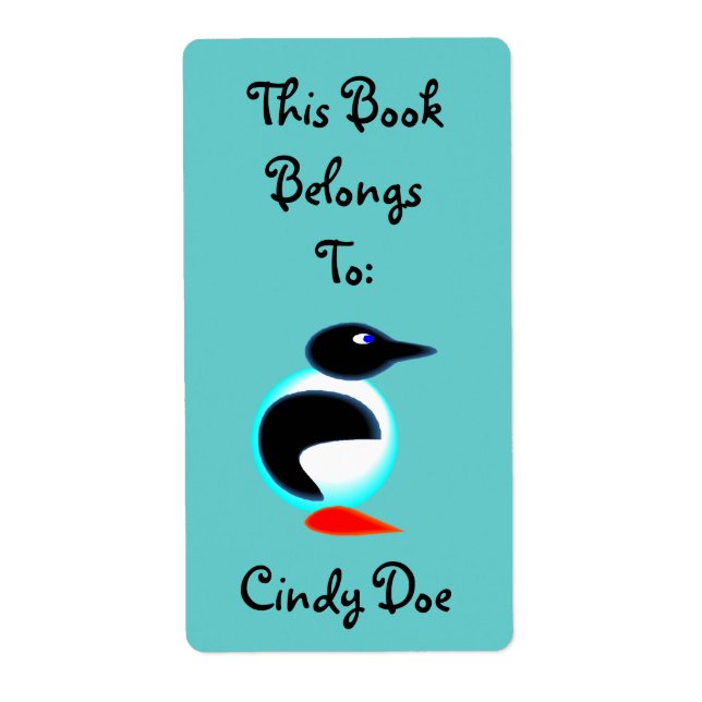 Roligten Penguin Bird Neon Cute på bokplattan Bok Fraktsedel (Framsidan)