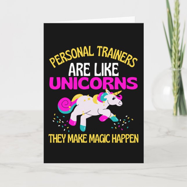 Roligten "Personal Trainer Unicorn", Magic Unicorn Kort (Framsida)