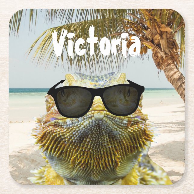 Roligten Personalize Summer Beach Underlägg Papper Kvadrat (Framsidan)