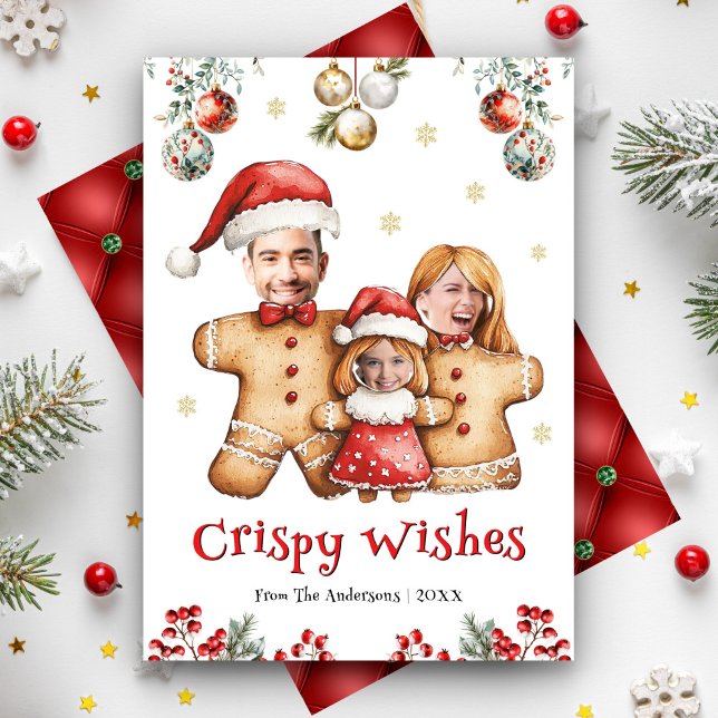Roligten Photo Ansikte jul i familjen Gingerbröd Julkort (Skapare uppladdad)