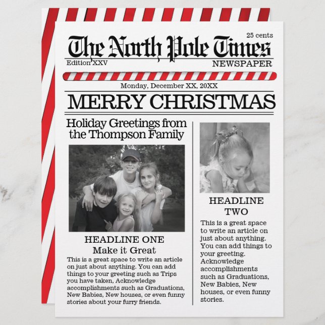 Roligten Photo Collage North Pole Santa Brevhuvud (Fram/baksida)