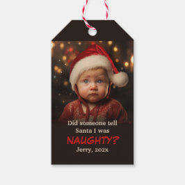 Roligten Photo Little Boy Naughty List Presentetikett