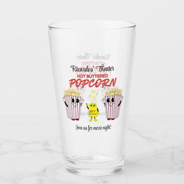Roligten Popcorn Mascots Pint Beer Glaskopp (Framsida)
