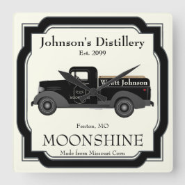 Roligten Pub i Moonshine Jug Vintage Lastbil Fyrkantig Klocka