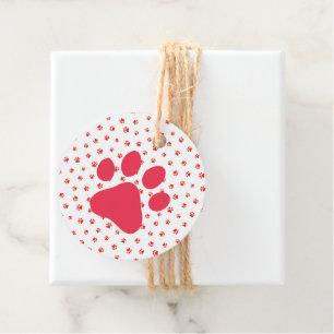 Roligten Red Paw Print Djurälskares Hundar Cats Gåvor Etiketter