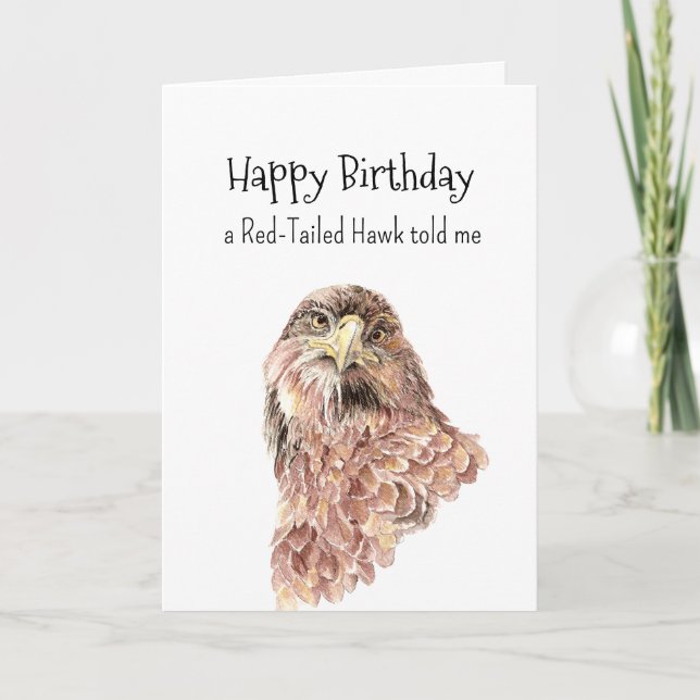 Roligten Red-Tails Hawk Personality Birthday Kort (Framsida)