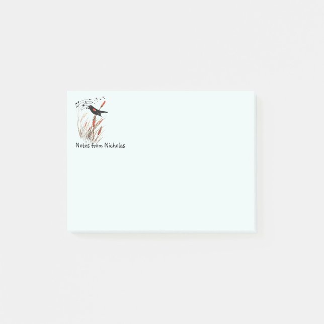 Roligten Red-Winged Blackbird Nature Art Post-it Block (Framsida)