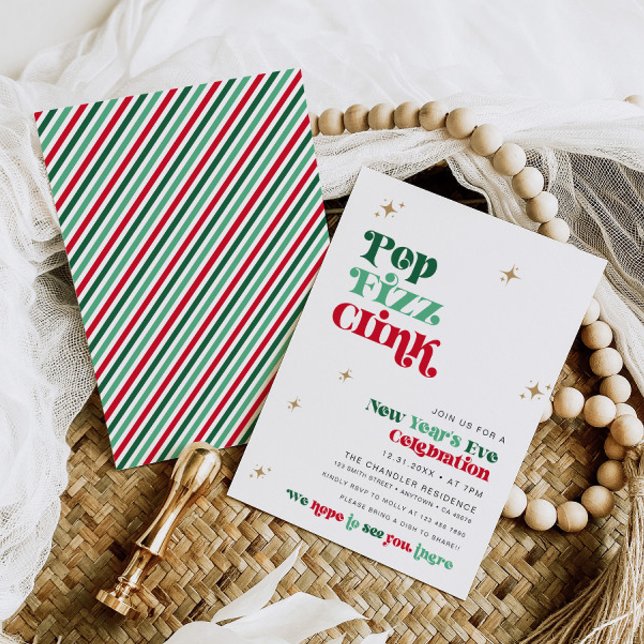 Roligten Retro Boho för inbjudan till nyårsafton-p (Skapare uppladdad)