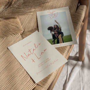 Roligten Retro-färgfull visuell Funky Unik Bröllop Spara Datumet