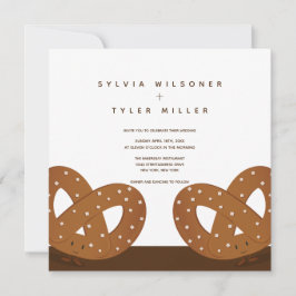 Roligten Salted Pretzels Illustrated bröllopsinbju Inbjudningar