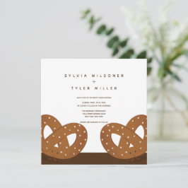 Roligten Salted Pretzels Illustrated bröllopsinbju Inbjudningar