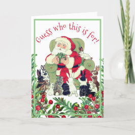 Roligten Santa & Bunny Rabbits Hoppy Jul Helgdag Helgkort