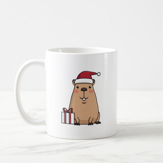 Roligten Santa Capybara Helgdag Kaffemugg (Vänster)