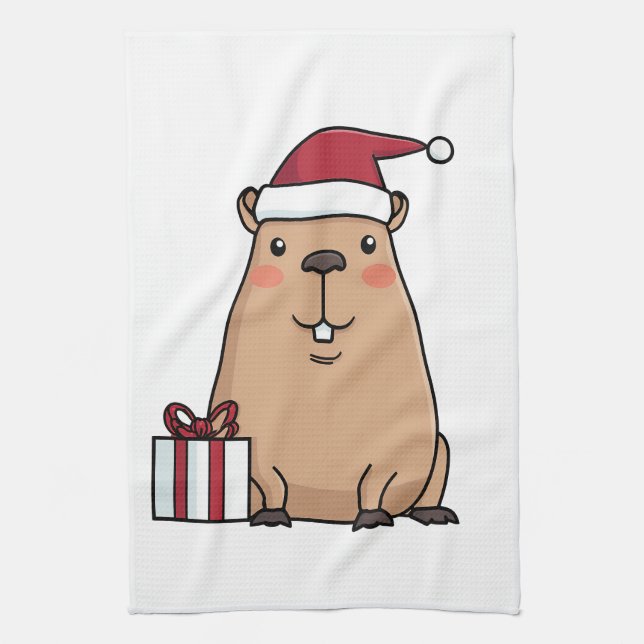 Roligten Santa Capybara Helgdag Kökshandduk (Vertikal)