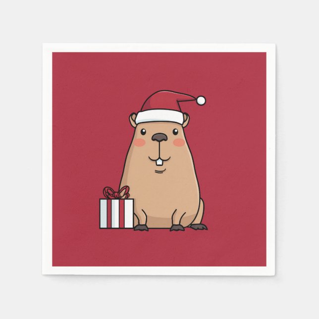 Roligten Santa Capybara Helgdag Pappersservett (Framsidan)