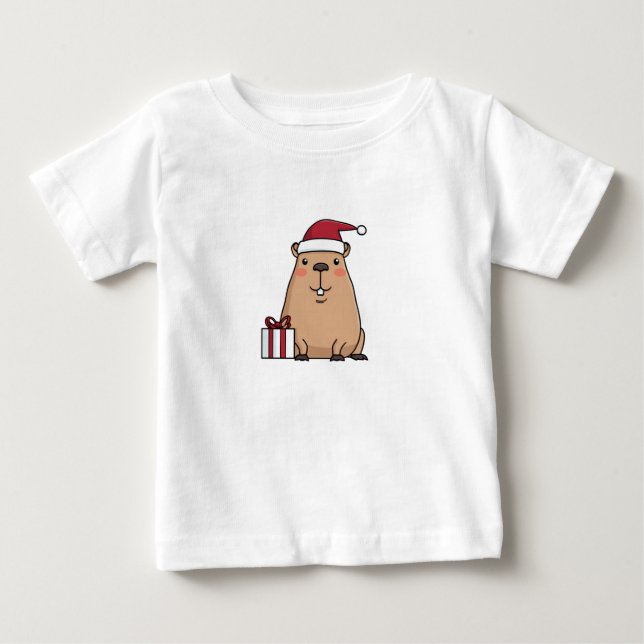 Roligten Santa Capybara Helgdag T Shirt (Framsida)