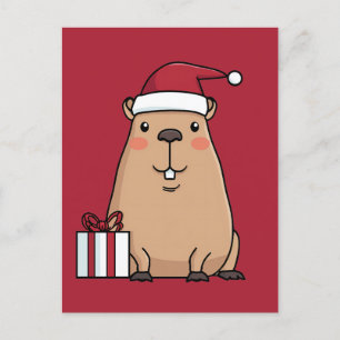 Roligten Santa Capybara Helgdag Vykort
