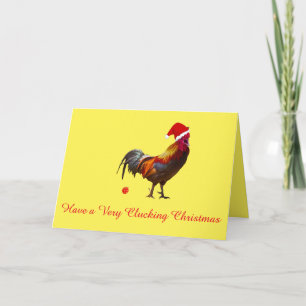 Roligten Santa Chicken Santa Hat Greeting Card Helgkort