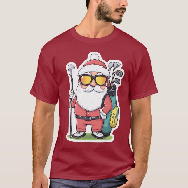 Roligten Santa Golfing jul T Shirt (Framsida)