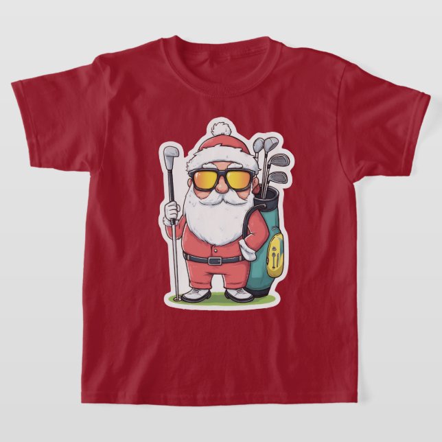 Roligten Santa Golfing jul T Shirt (Laydown)