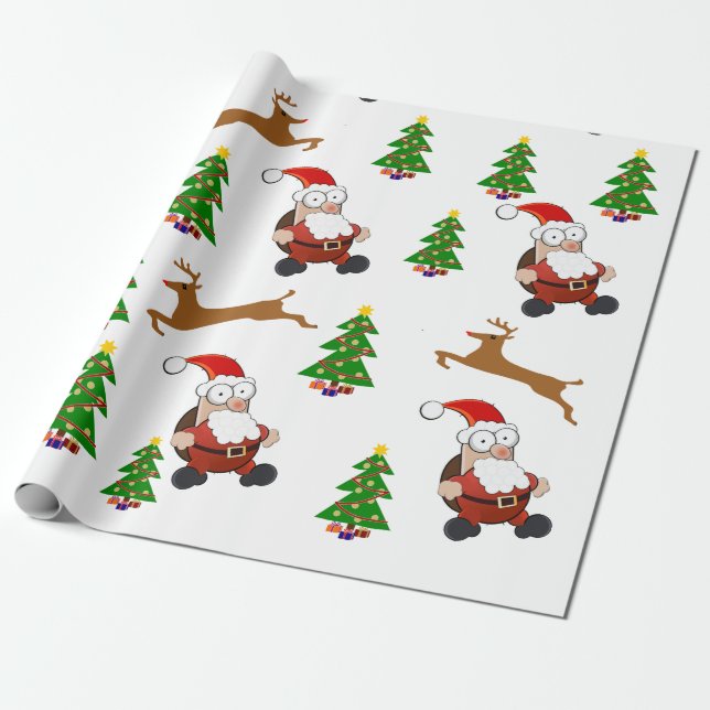 Roligten Santa Helgdag Wrapping Papper Presentpapper (Utrullad)